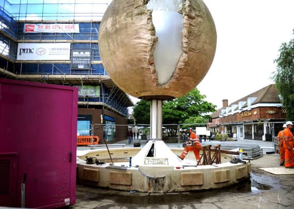 The process of removing Shelley's fountain has started. 15-06-16. Pic Steve Robards  SR1617039 SUS-160615-123423001