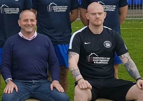 Shoreham chairman Stuart Slaney (left) with first-team boss Bryan O'Toole (right)
