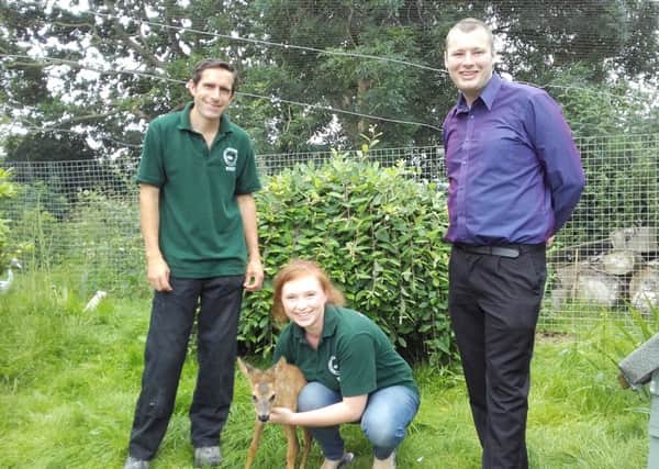 General manager Robert Knight, right, with animal care managers Darren Ashcroft and Emma Pink