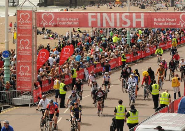 28,500 cyclists took part in the British Heart Foundations (BHF) London to Brighton Bike Ride in 2014.  Picture by Danny Fitzpatrick