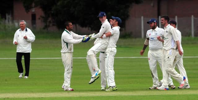 Bognor celebrate a wicket in their resounding win over Eastbourne on Saturday