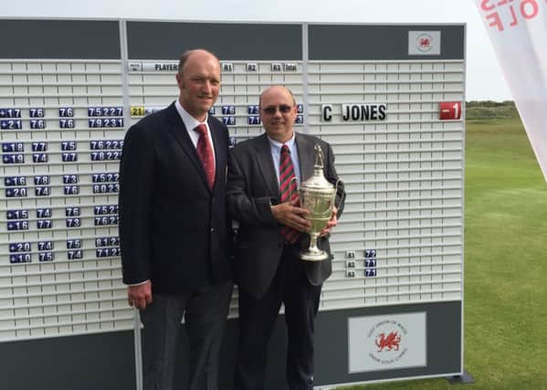 New Welsh Senior Open champion Colin Jones with the trophy at Aberdovey Golf Club SUS-160613-111012002