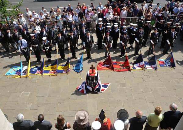 A previous ceremony at Worthing Town Hall to mark 100 years since the start of the First World War