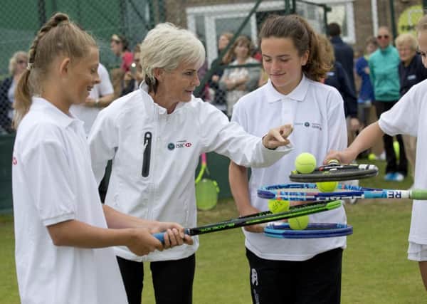 West Worthing Tennis Club is transformed into Wimbledon for the day. Judy Murray and Charlie Dimmock were there to help with the transformation.