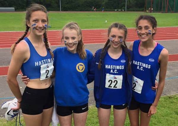 Some of Hastings Athletic Club's competitors at the Youth Development League match in Lewes