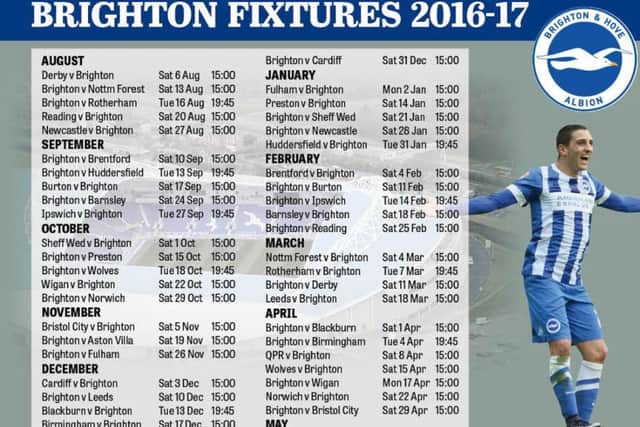 Albion's fixtures for the new season