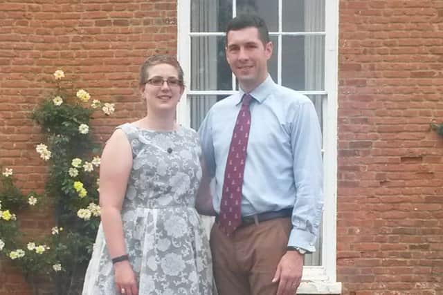 Crawley Down Slimming World consultant Holly Jones before her weight loss with husband Chris - submitted picture