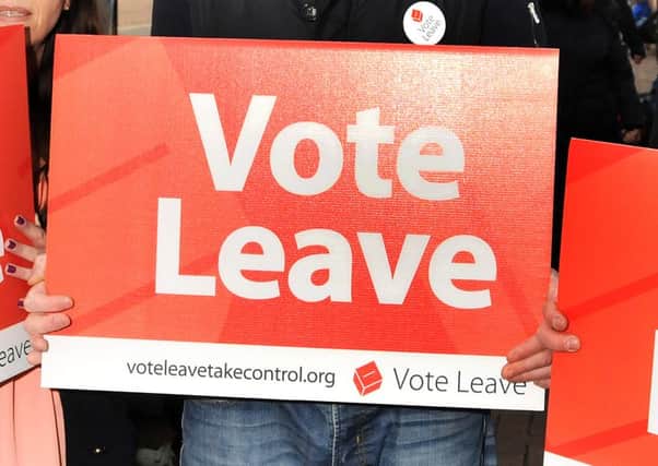 Vote Leave (EU) stall outside Boots, contact is Craig Jackson on 07703 454312.
Craig Jackson with helpers Ian Barnes and Emma Green ANL-161203-134659001