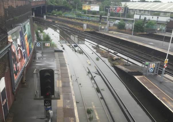 Flooding at Clapham Junction after last night's heavy rain. Picture courtesty of Southern