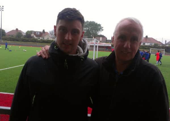 Tommy Elphick and football agent Mike Drew at Worthing Development Centre's taster session