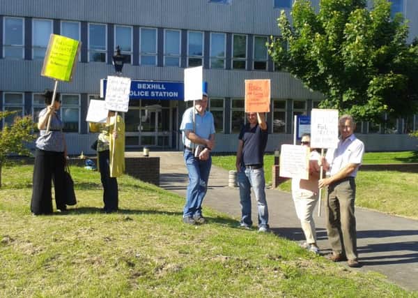 Wilton Road residents protesting outside Bexhill police station