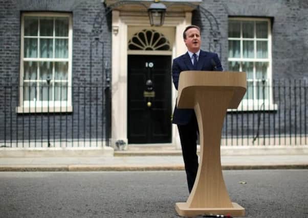 David Cameron making his speech this morning.