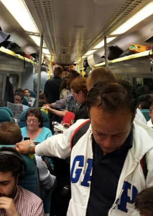 A commuter took this picture of a cramped train on Monday evening SUS-160628-115339001