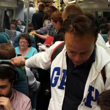 A commuter took this picture of a cramped train on Monday evening SUS-160628-115339001