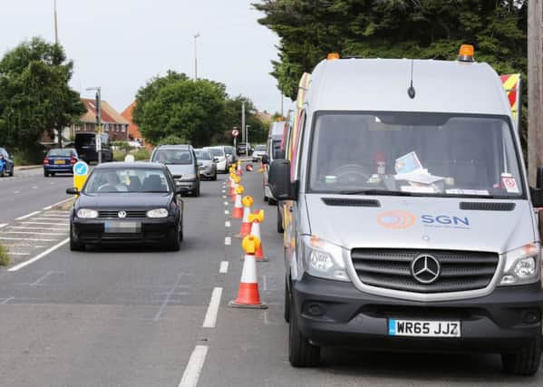 Lane closure on the A27 Upper Brighton Road. Photo by Eddie Mitchell.