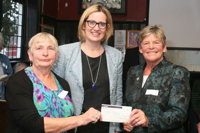 Amber Rudd helped present the cheques to charities on behalf of the Rye Community Charity Shop in October