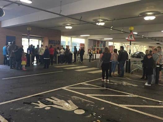 Shoppers were evacuated from Tesco Extra in Hastings. SUS-160628-200023001