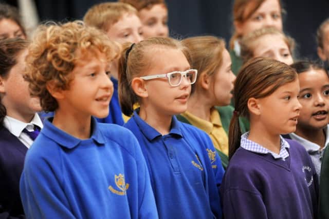 Battle Festival: Schools rehearsal with the various 1066 Country schools plus composer and MD Howard Moody and Glyndebourne director Simon Iorio SUS-160622-110823001