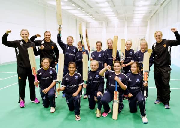 The opening of the Sir Rodney Aldridge Cricket Centre by Charlotte Edwards - the Sussex Under-11 girls' team enjoying the new facilities   Picture - Simon Dack / Vervate