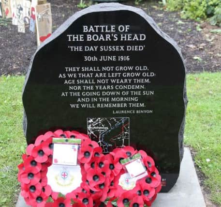 The memorial for the Battle of Boar's Head, organised by Chatsmore Catholic High School, was unveiled today in Beach House Park, Worthing. Picture: Eddie Mitchell