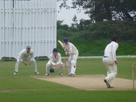 Shawn Johnson batting for Bexhill in the last league meeting with Hastings Priory at Horntye Park in September 2014