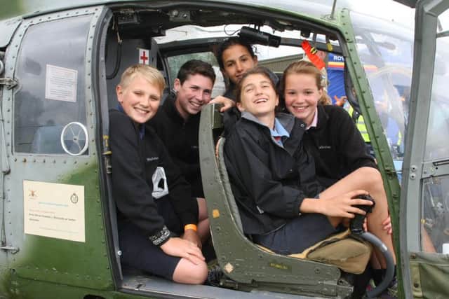 DM16127589a.jpg The Big Bang Fair South East. Windlesham House School pupils in a Gazelle helicopter. Photo by Derek Martin SUS-160630-200757008