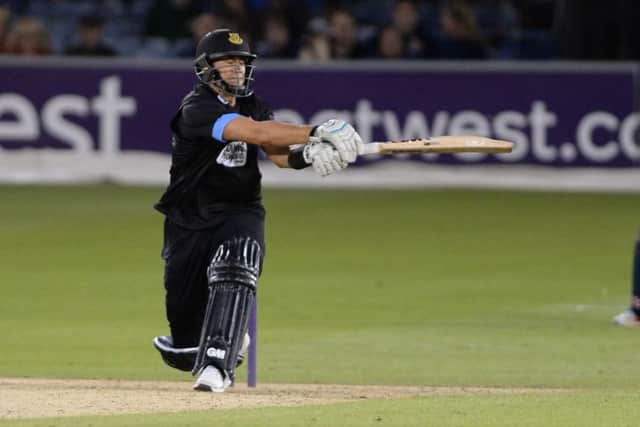 Ross Taylor Hits out against Middlesex. Picture by Phil Westlake