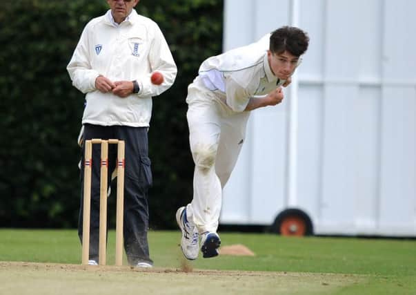 Cricket; Sussex League Division 4: West Chiltingham v Slinfold (batting).  Eddie Miller (bowling). Pic Steve Robards SR1619397 SUS-160407-131211001