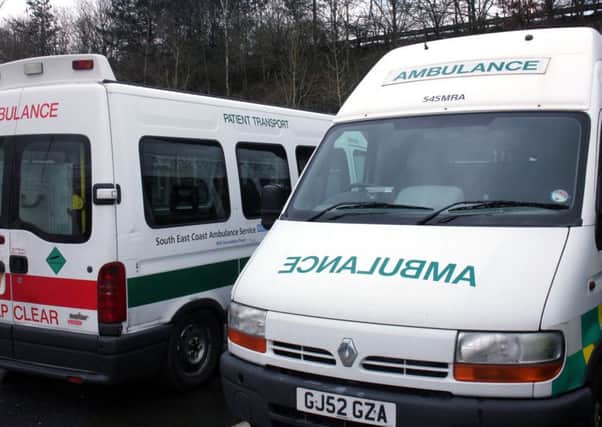Patient transport service vehicles used by SECAmb before the contract was taken over by Coperforma