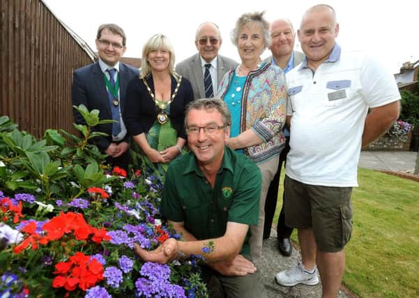South and South East In Bloom judging day. Cllr Jamie Bennett (vice chairman), cllr Alison Cooper (chairman parish council), Brian Jeffries (judge), Valerie Narayanaswamy (chairman of Rustington in bloom), Graham Tyler cllr, Mick Gore (judge) and Michael Harwood. Pic Steve Robards SR1619840