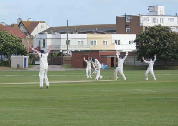 Hastings Priory appeal confidently for a wicket during their defeat to Bexhill. Picture courtesy Regwood Photography