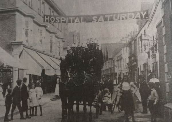 The village fire engine in Hurstpierpoint High Street in 1905. Eva Daisy is 4th from the left