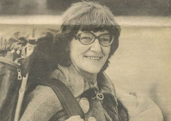 Hazel Rennie heading to the Greenham Common Women's Peace Camp in the 1980s