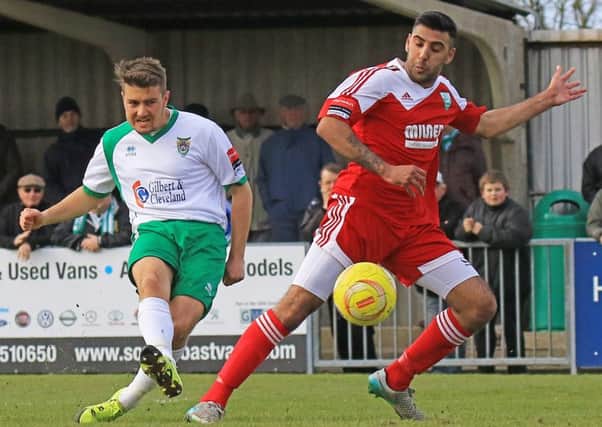 Ollie Pearce in action against Leatherhead - the Surrey side visit Bognor on March 4 / Picture by Tim Hale