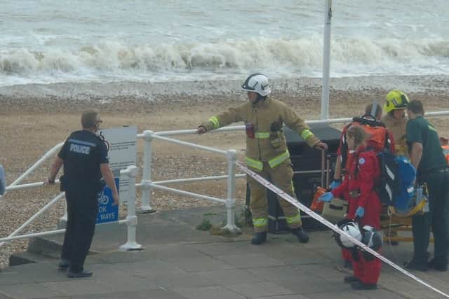 A man is taken to hospital following a chemical spill in a building in Marine Court. Picture by Paul Ashton. SUS-160714-175415001