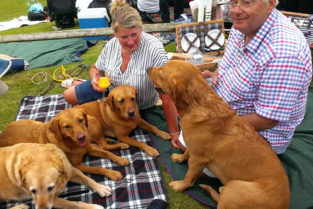 Yapton couple Clive and Susan Lillywhite  with their Labradors Ollie, Ruby, Pippa and George