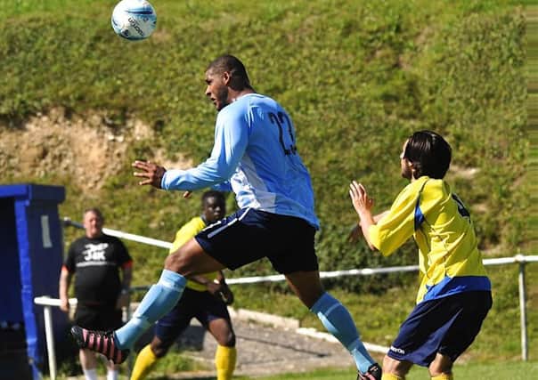 Chamal Fenelon in action for Worthing United against AFC Croydon on Saturday