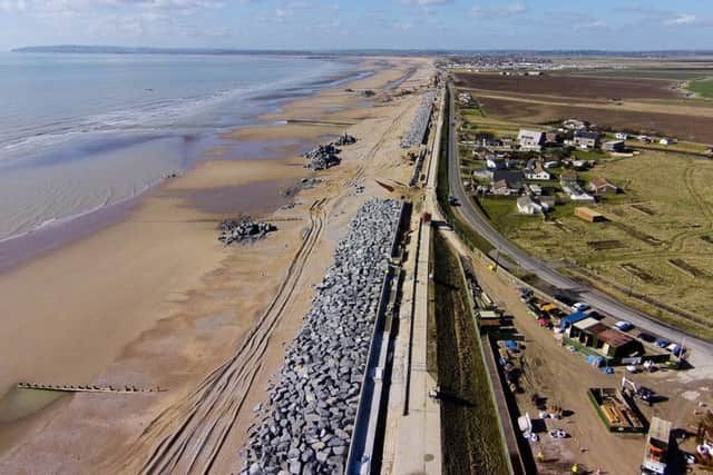 The Broomhill Sands defence spans 2km from Camber to Lydd. Photo courtesy of Environment Agency