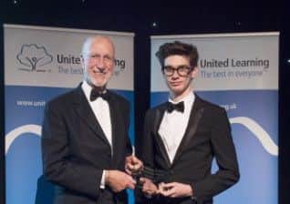 Shoreham Academy pupil Nathaniel Richards who won the years 10-13 Photography award at the United Learning Best in Everyone Awards.
