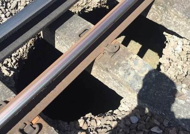 The four metre sink hole discovered last month. Photo by Network Rail.
