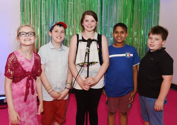 Talent show entrants Francis Fish (11), Matthew Lightbody (10), Bethany Langmaid (11), Rizwan Ahmed (11) and Angus Nichols (10). Photo: Liz Pearce