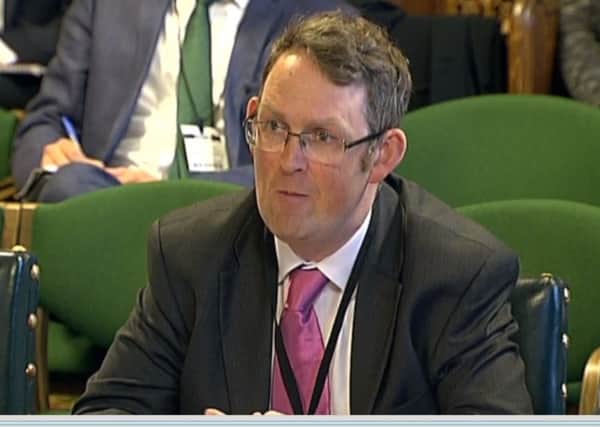 New rail minister Paul Maynard, new rail minister, speaking to transport select committee (photo from parliament.tv). SUS-160720-171728001