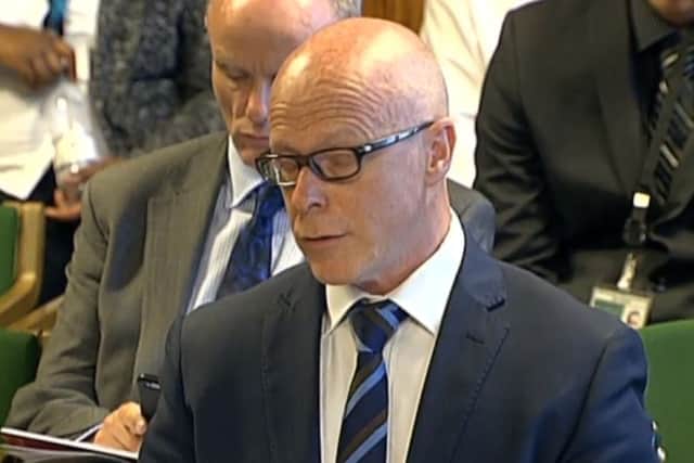 Peter Wilkinson, managing director of passenger services at the DfT, speaking to the transport select committee (photo from parliament.tv). SUS-160720-171756001