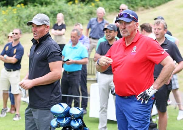 DM16130160a.jpg Sir Ian Botham and Shane Warne at Mannings Heath Golf Club. Photo by Derek Martin SUS-160721-172435008