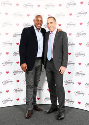 Crawley super-slimmer Andrew Newson at the Slimming World Man of the Year 2016 semi-finals with former Coventry, Aston Villa and Leicester City footballer Dion Dublin - courtesy of Slimming World