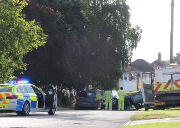 Three-car collision in Horsham