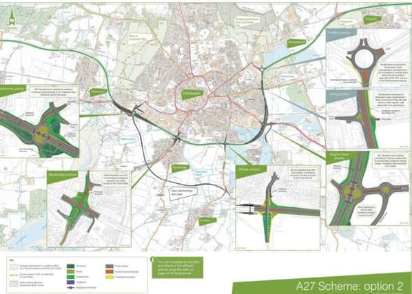 Option 2 of the five options, would cost Â£280m, and include a new southern link road. Highways England copyright