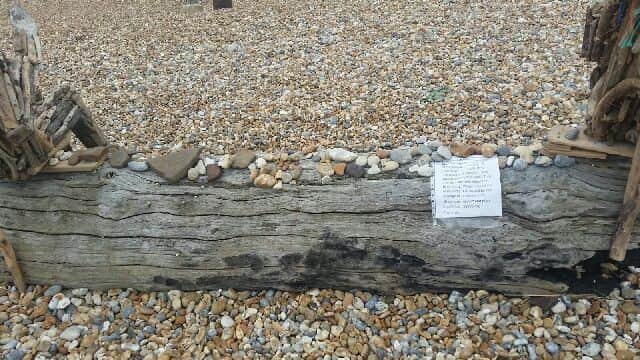 The log is covered in pebbles from people to show their support. Photo by Andy Sharrocks SUS-160728-124141001