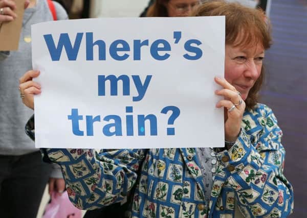 A passenger demonstration at Brighton station SUS-160725-133908001