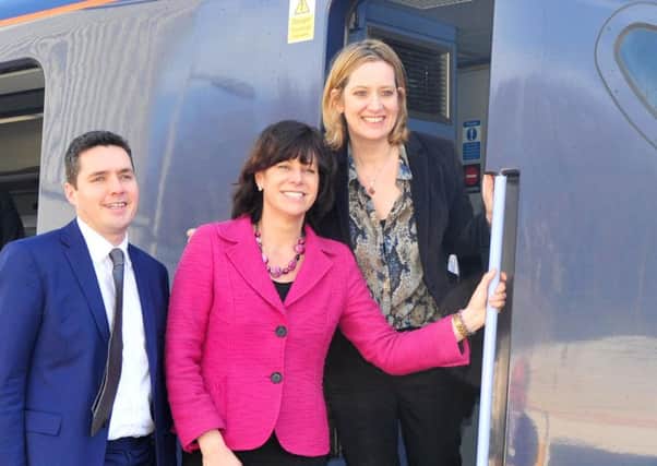 Huw Merriman and Amber Rudd, pictured with former rail minister Claire Perry last year